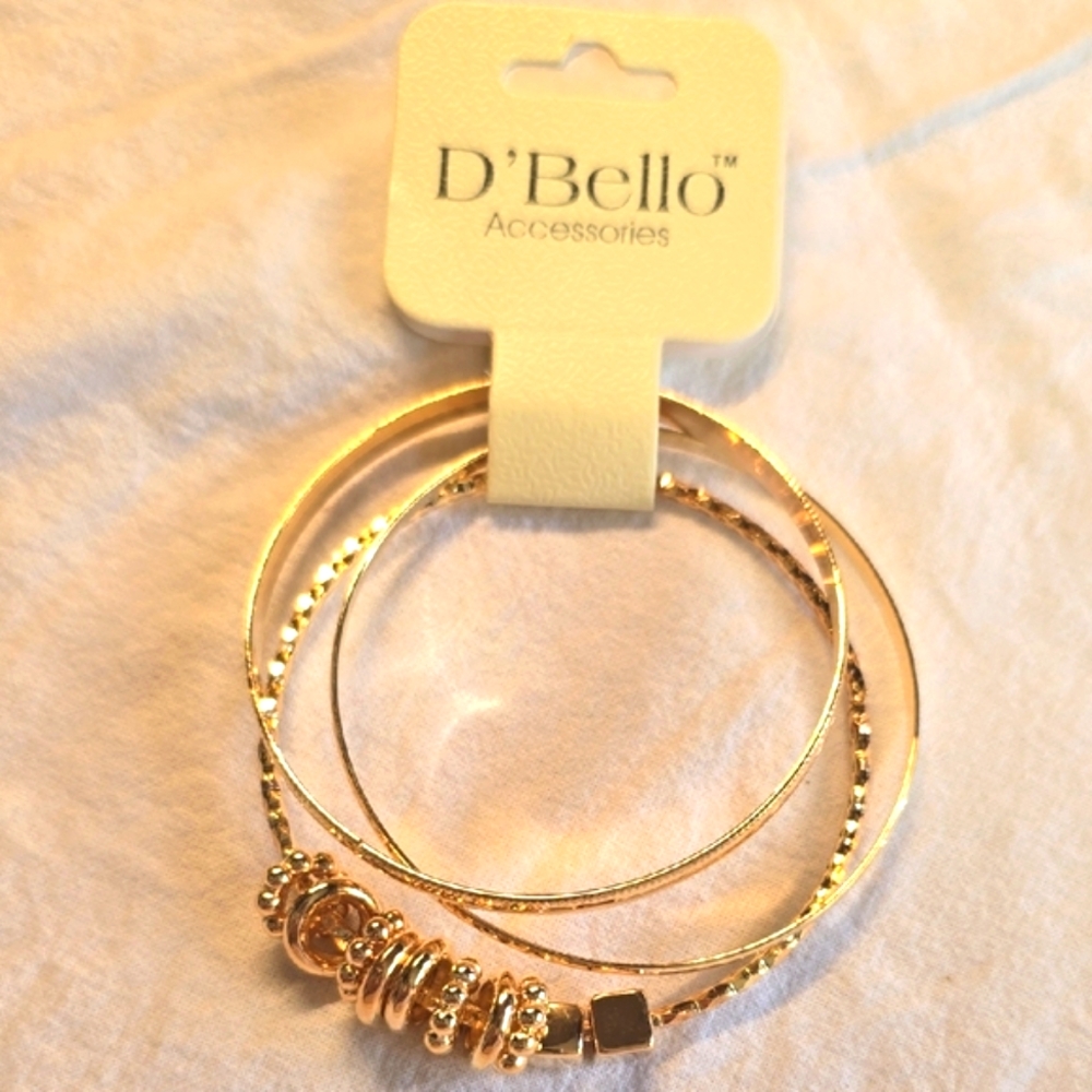 Gold Bracelet Set with Beaded Accents NWT